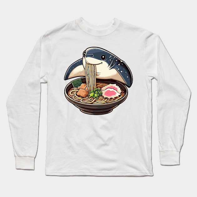 Eagle Ray Eating Ramen Long Sleeve T-Shirt by MoDesigns22 